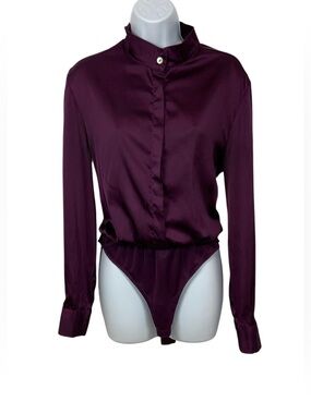 Fashion Nova Purple Satin Bodysuit